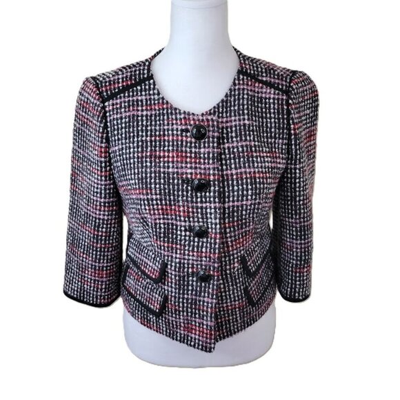 Ann Taylor Loft Tweed Style Bouclé Blazer Multicolored Jacket Women's Size 2 - Picture 1 of 15